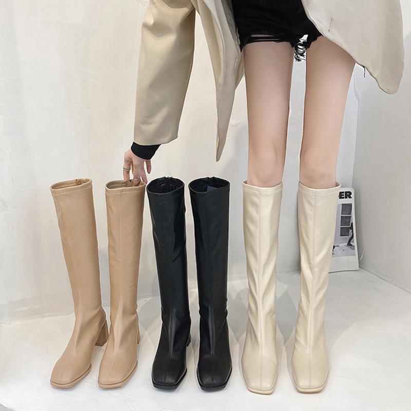 

Boots Women New 2020 Female Shoes Winter Footwear Sexy Thigh High Heels High Sexy Round Toe Ladies Autumn Rubber Mid