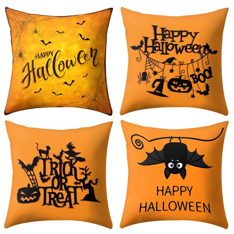 

Pillow Case 4pcs Cover Sets Halloween Print Polyester Sofa Car Cushion Home Decor Pillowcover Decorations 917