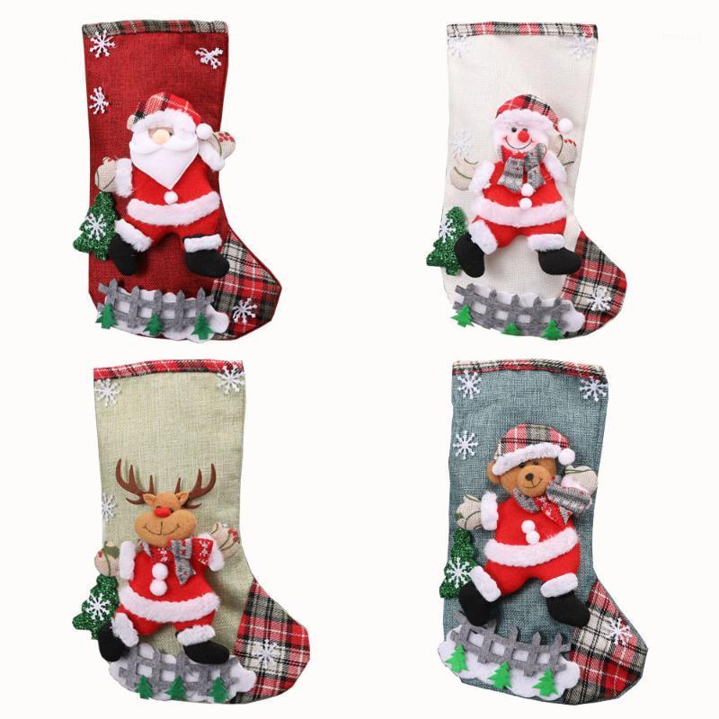 

Christmas Stocking Xmas Gift Candy Bag Santa Claus Snowman Bear Sock Xmas Tree Pendant New Year Christmas Decor for Home Navidad1