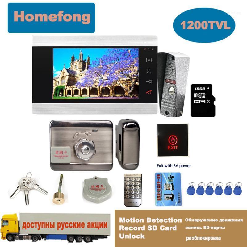 

Homefong 7 Inch Video Door Phone Door Lock Video Intercom System Electronic lock Unlock 3A Power Exit Button1