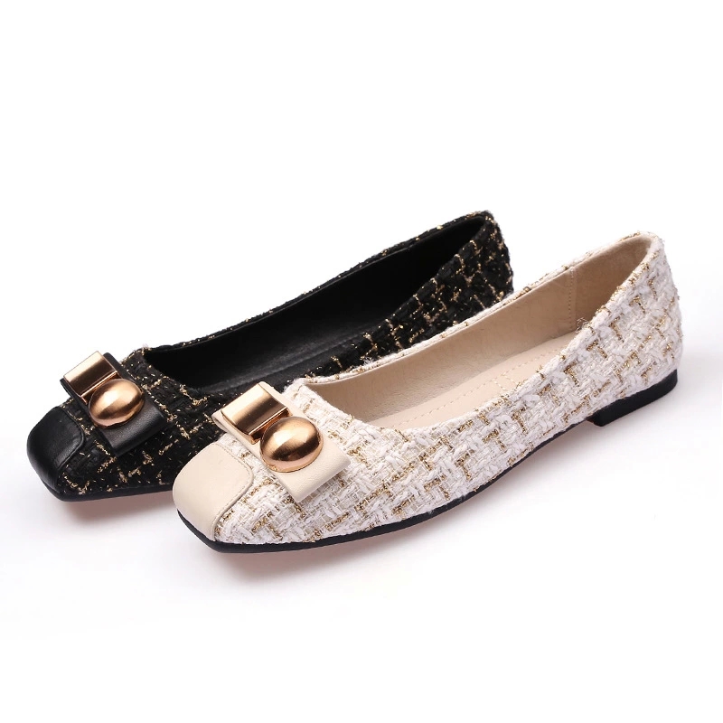 

Fashion Brand Office Ladies Shoes Women Flats Flat Casual Woman Boat Shoes Plaid A2801 #sy10, Beige