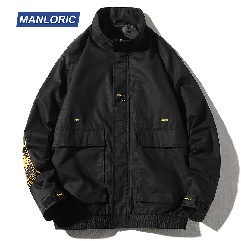 MANLORIC Fall and Winter Stand Collar Solid pocket Casual Man Jacket Fashion Men Clothing Japanese Streetwear Coat 201118Z