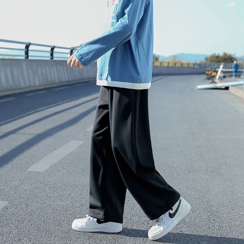 

2021 Male Trousers Spring and Autumn New Straight Released Sports Pants Campus Youth Size M-5xl N8FZ, Black