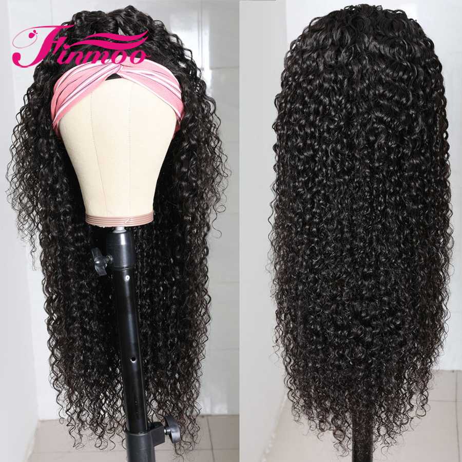 

180% Density Scarf Headband Wig Curly Human Hair Wigs For Black Women Brazilian Remy Headband Wig Human Hair Beginner Friendly, As pic