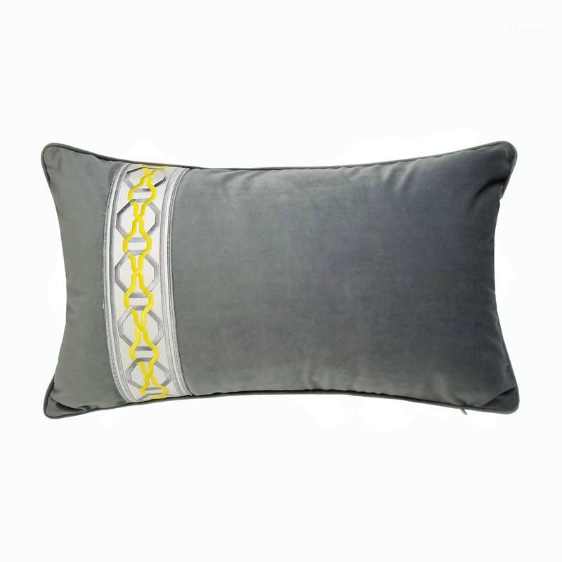 

Fashion Classic Grey Soft Velvet Waist Lumbar Pillow Case Home Decor Sofa Car Chair 30x50cm Hotel Cushion Cover Sell by Piece1
