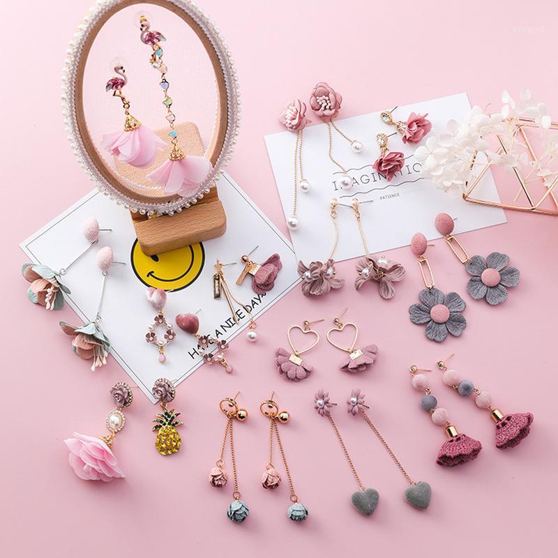 

Dangle & Chandelier 2021 Korea Trendy Cute Drop Earrings Girl Simple Pink Flower For Fashion Women Jewelry Accessories Wholesale1