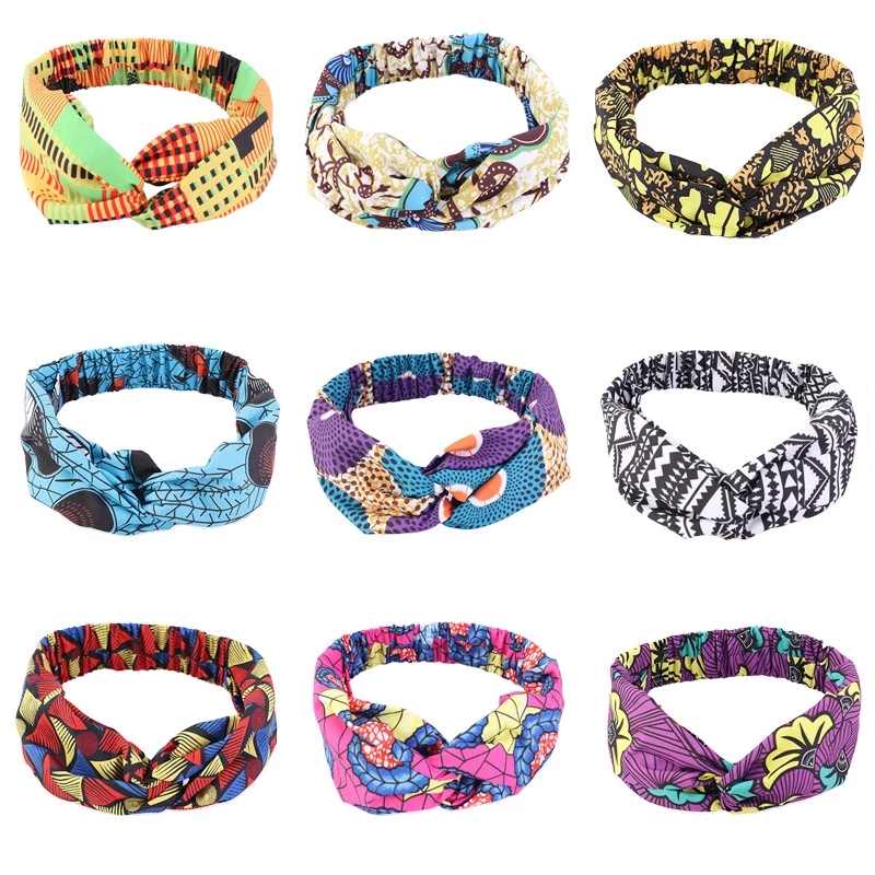 

12PCS/LOT African Printed Stretch Cotton Headband Salon Make Up Hair Band Bandanas Wide Stretch Girls Hairband Hair Accessories