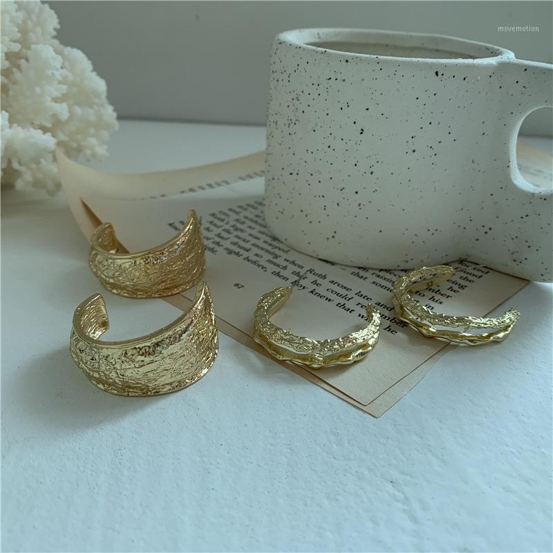 

FFLACELL 2020 NEW Exaggerated Personality Metal Gold Wide Irregular Texture Stud Earrings for Women Girls Jewelry1