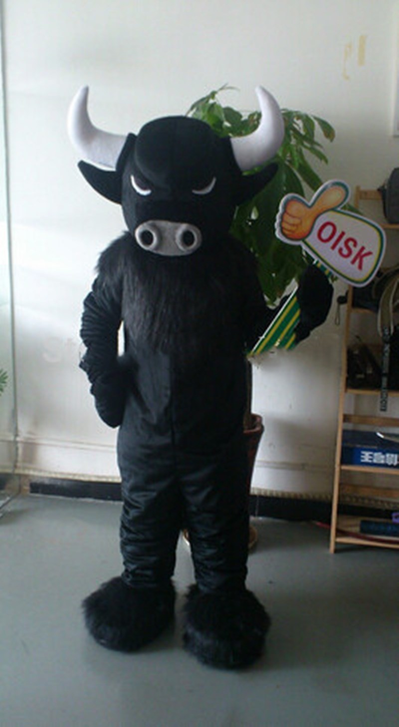 Mascot Costumes Black Bull Buffalo Mascot Costume Suits Party Game Dress Outfits Advertising Carnival Halloween Xmas Easter Festival-image-748266565