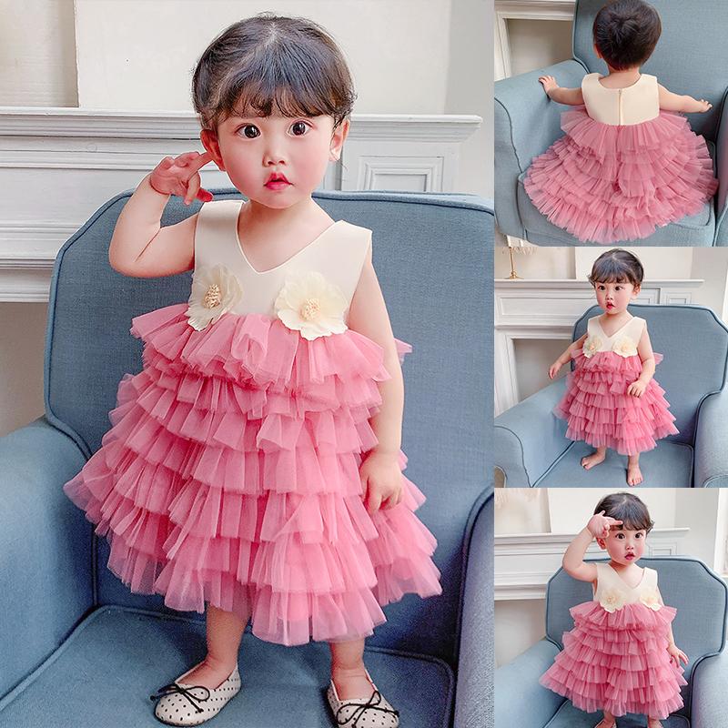 

Girl's Dresses PLBBFZ Summer Infant Baby Girl Dress Lace Appliques Girls 1st Year Birthday Elegant Flower Clothing For Party, Red;yellow