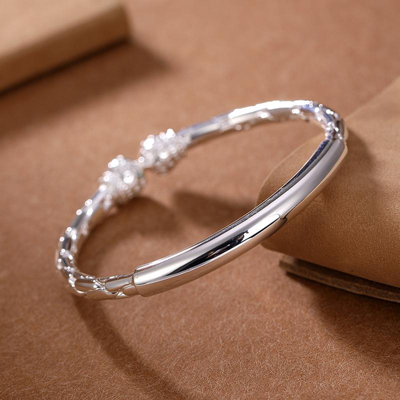 

bright face simple knitting men's and women's bracelet retro open personality Bracelet foot silver headdress