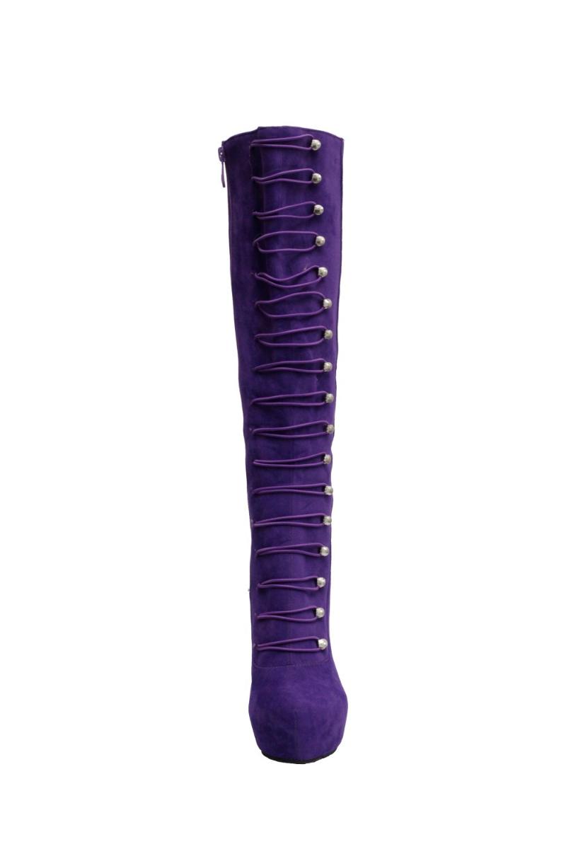 

2020 Fashion Shoes Woman Mysterious Purple High Heel Boots Shoes Ladies Knee High Boots 14.5CM Women's Plus Size, Black
