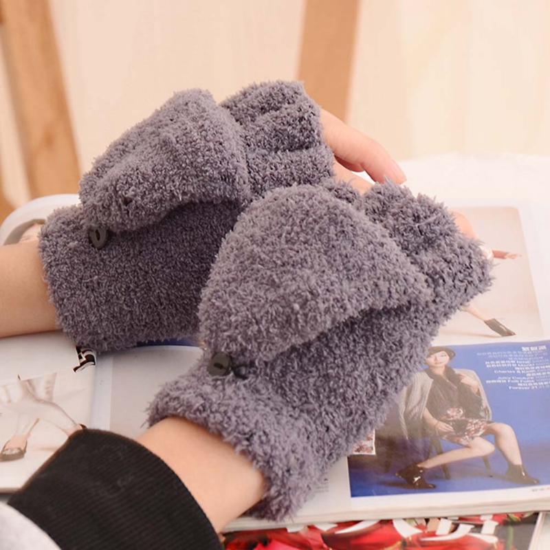 

2020 Winter Warm Thickening Wool Gloves Knitted Flip Fingerless Flexible Exposed Finger Thick Gloves Mittens Men Women Glove