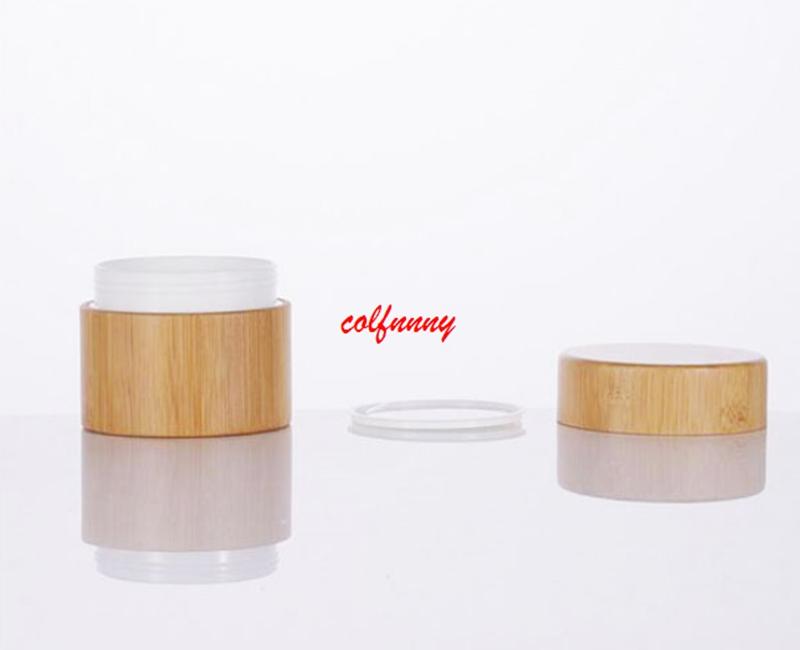

250pcs/lot 30g Glass Jar with bamboo outer Empty Cream Jars Cosmetic Packaging Containers Pot With Lid For Hand cream Container