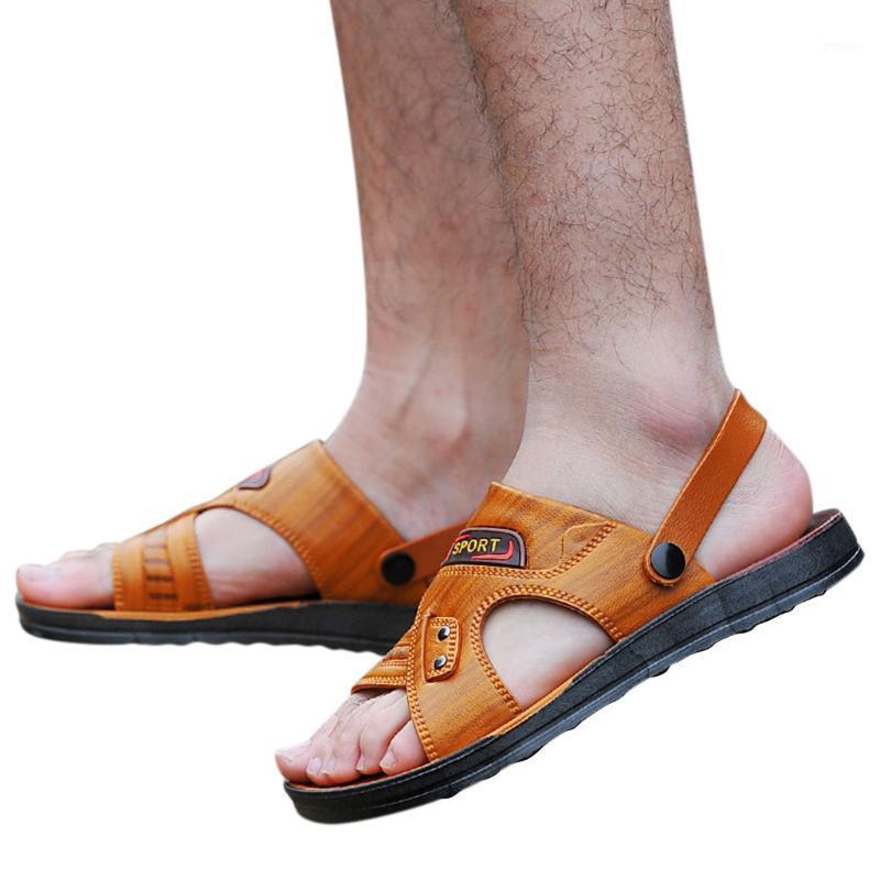 

JAYCOSIN Fashion Mens Outdoor Flats Athletic Casual Beach Shoes Hiking Sandals Low Heel Outdoor Men Slippers Leather Shoes1, Or