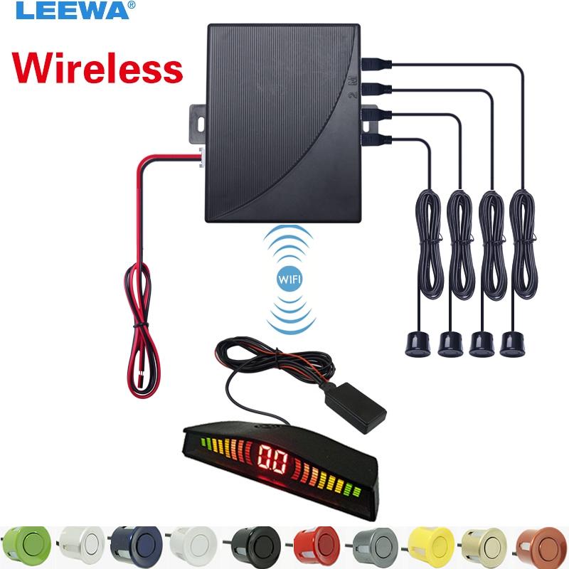 

LEEWA Car Auto 4-Sensor Parktronic LED Wireless Parking Sensor Aid Backup Radar Monitor Detector System #CA878