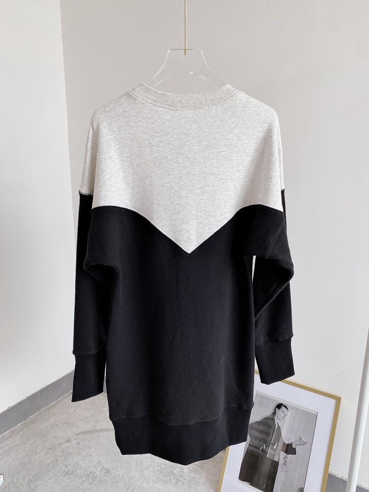 

Women Dress 2020 Autumn and Winter Long-sleeved Dress Round Neck Colorblock Print Sweatshirt Mini, Black