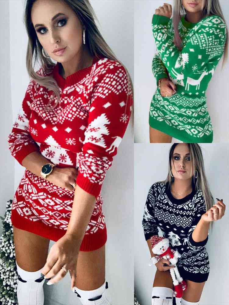 

Unisex Girs Christmas Sweater Slim Santa Elf Funny Christmas Jumper Female Autumn Winter Tops Clothing Soft, White;black