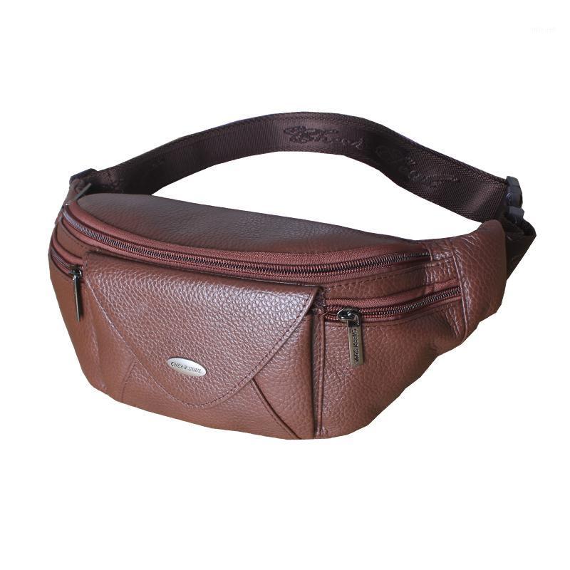 

Genuine Leather Waist Packs Fanny Pack Belt Bag Phone Pouch Bags Travel Male Small Waist Bag Leather Pouch sling chest 20201, Black