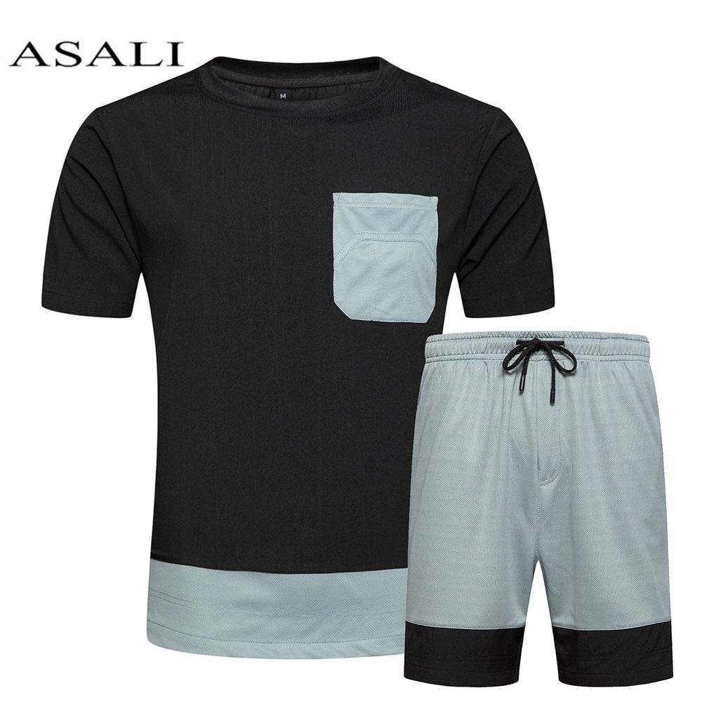 

2020 NEW Men' Tracksuit Summer Men 2 Piece Set US/Euro Size -XXL Short Sleeve Tee Pants Running Shorts Sportswear Clothing, Tz59 white