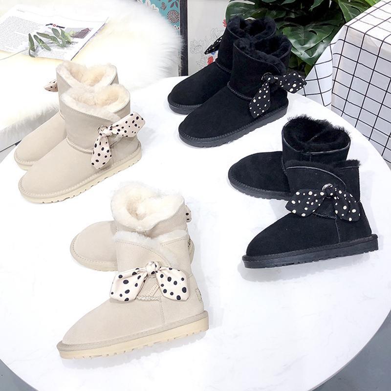

Dolakids Girls Fashion Boots Children Winter Shoes Sheepskin Fur Snow boots Casual Plush Baby Toddler Shoes with bowknot1, Black