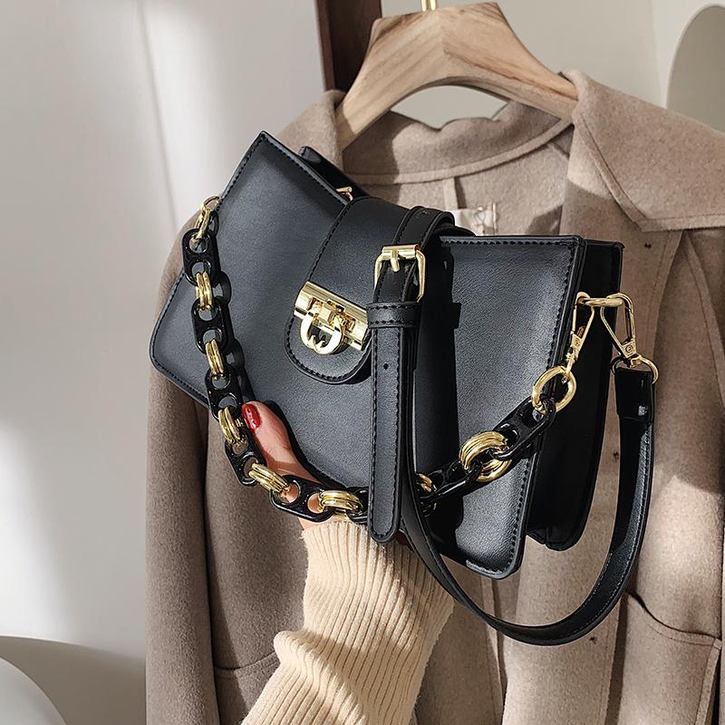 

Elegant Female Square Tote bag 2021 Fashion New High-quality PU Leather Women's Designer Handbag Travel Shoulder Messenger Bag, Black