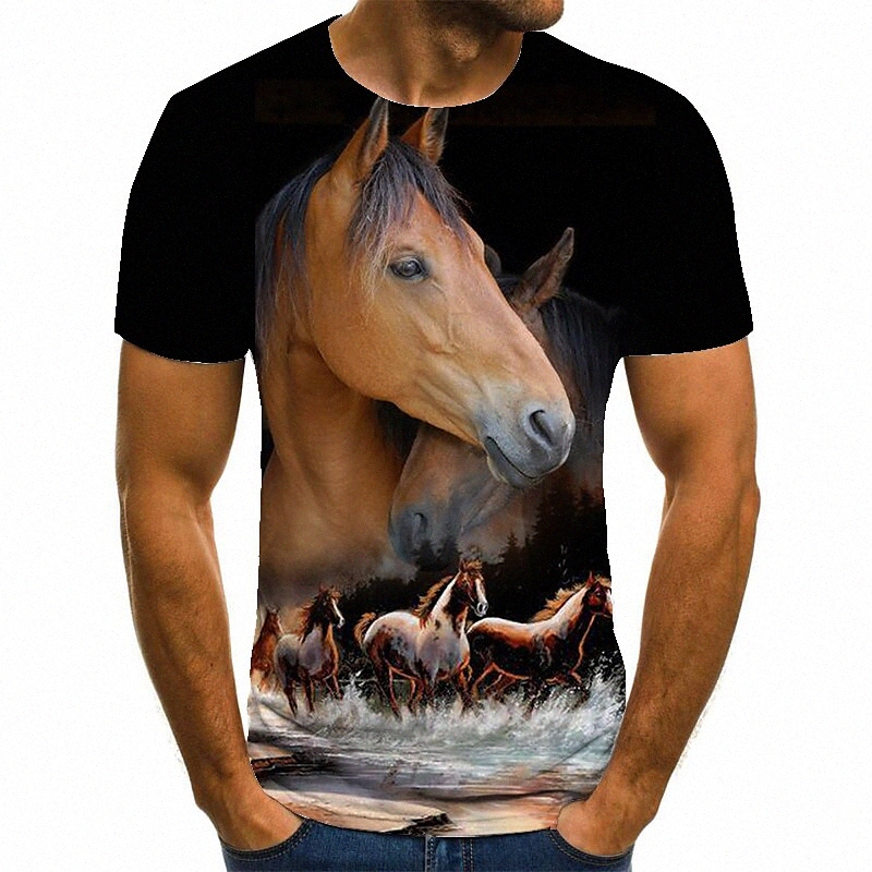 Men's Unisex Tee T shirt Shirt 3D Print Graphic Prints Horse Animal Plus Size Round Neck Casual Daily Print Short Sleeve Tops Basic Fashion