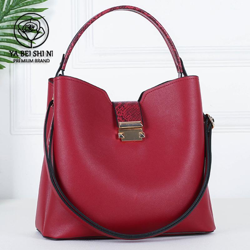 

New High Quality Sac Leather Bucket Crossbody Bags for Women 2021 Casual Ladies Simple Shoulder Bag Female Designer HandBags, Black