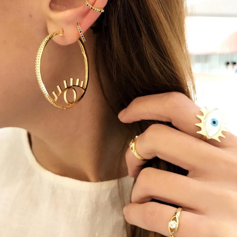 

CZ Lucky evil eye hoop earring 2021 new arrived european cool girl women gift Chic Modern micro pave cz TOP quality girl jewelry
