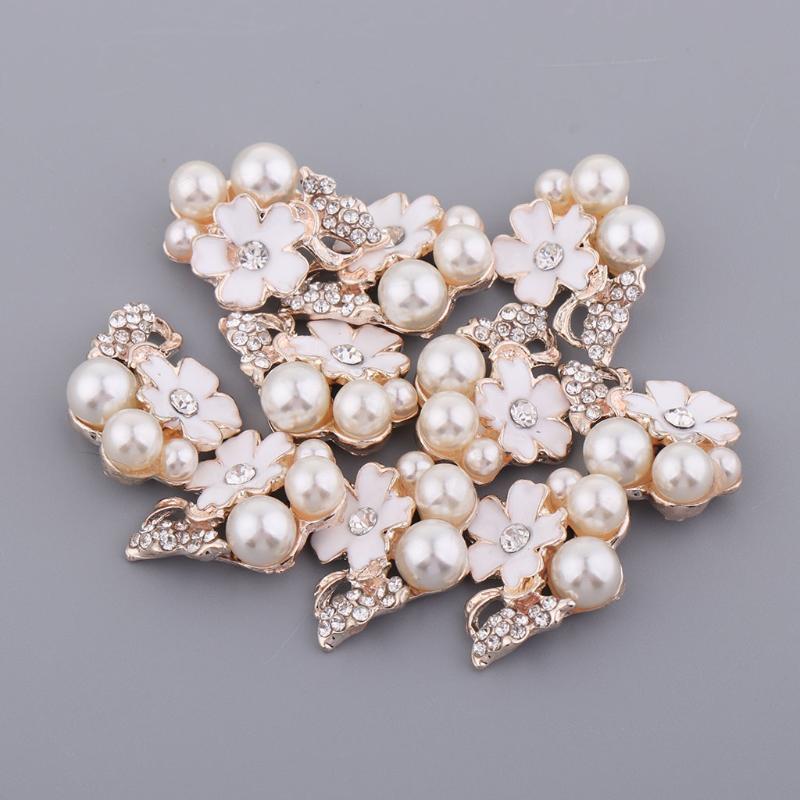 

Hair Clips & Barrettes 10 Pieces Flower Flatback Pearl Rhinestone DIY Embellishments For Wedding