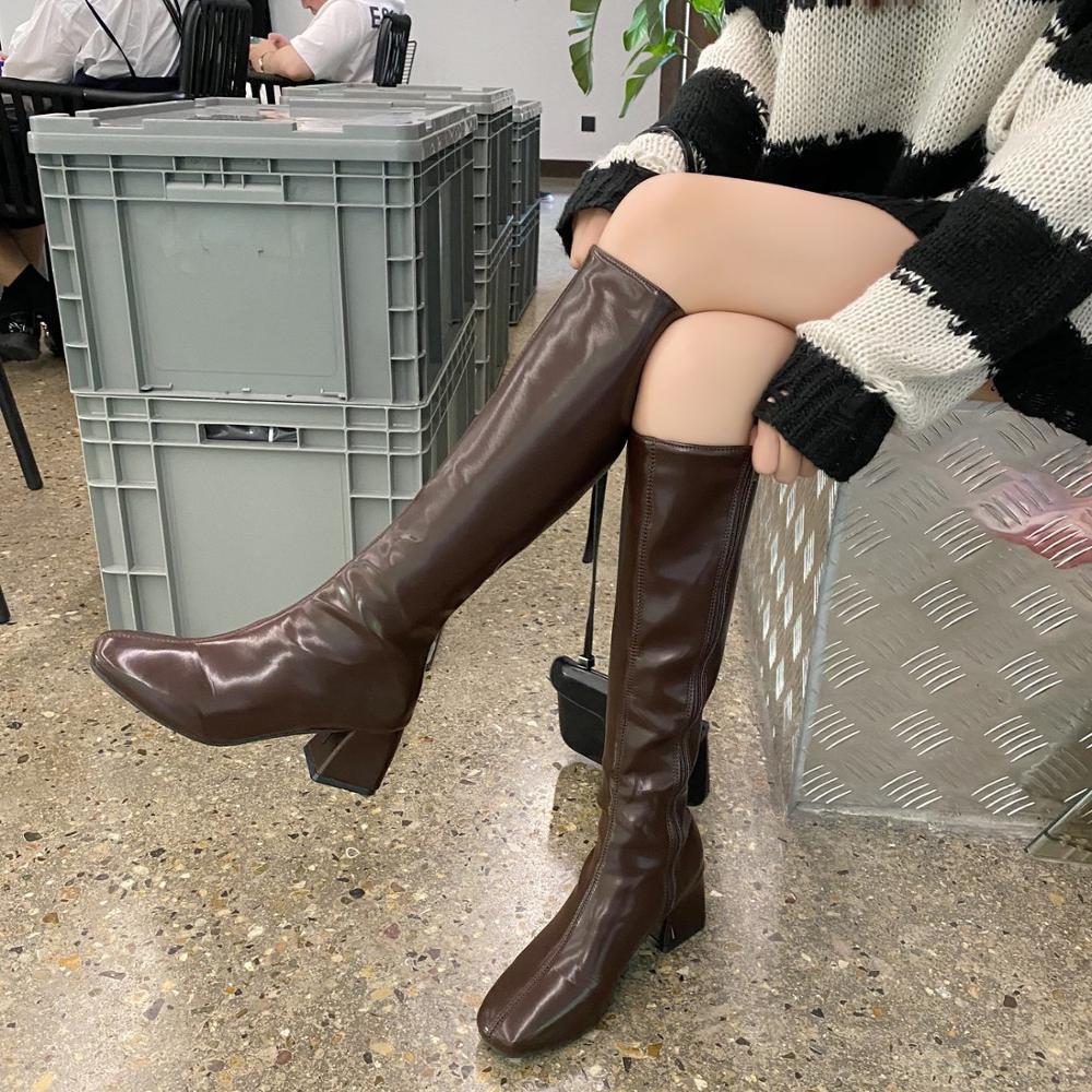 

Mountain at Height of the Knee Canine High Shoes From Elegant Lady Beggar Women Boots in Black Brown Sexy Fashion 2bqx, Beige plus fluff.
