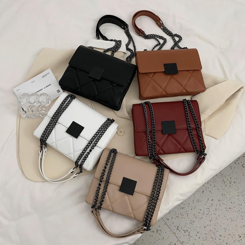 

Fashion Chain Brand PU Leather Crossbody Bags for Women 2021 Simple Shoulder Bag Lady Luxury Small Handbags and Purses Hand Bag, Black