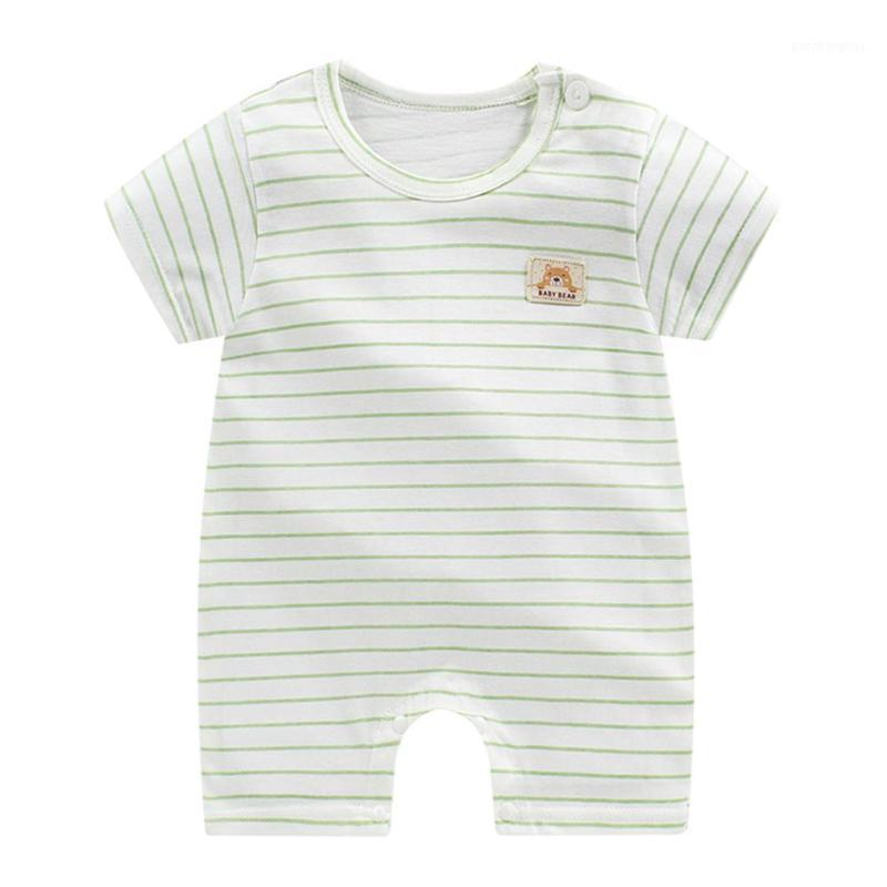 

DishyKooker Stripes Romper Summer Short Sleeve Cotton Jumpsuit for Baby Infants Toldder1, Light green