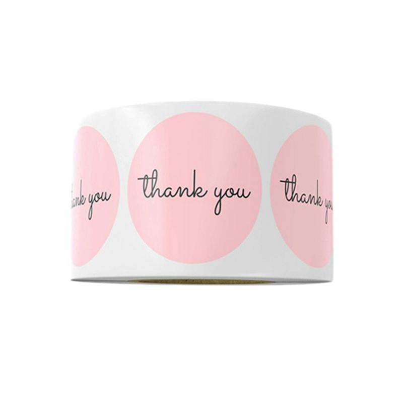 

2021 500 PcsThank You Pink Stickers for Company Giveaways Birthday Party Favors Labels Mailing Supplies Baking Label