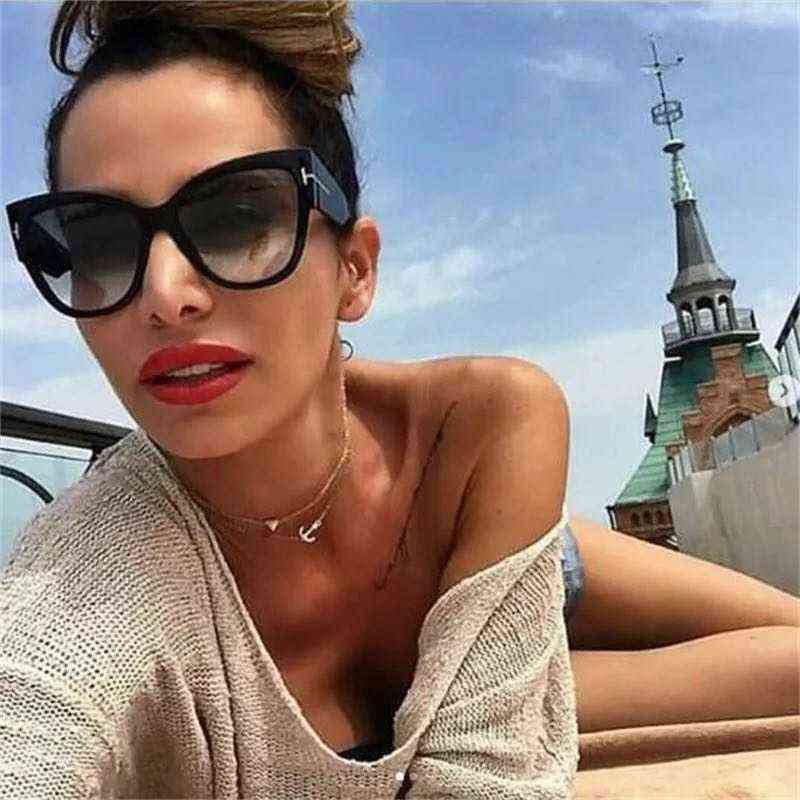 

2021 New Tom Fashion Brand Designer Cat Eye Women Sunglasses Female Gradient Points Sun Glasses Big Oculos feminino de sol UV400 W220311