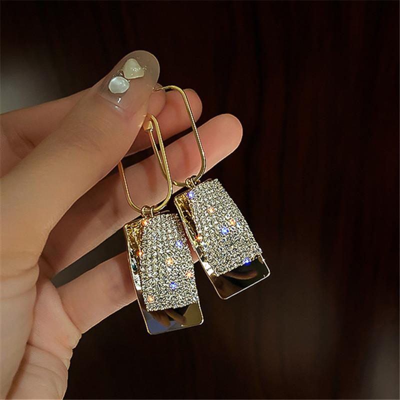 

Dangle & Chandelier FYUAN Style Geometric Rhinestone Drop Earrings For Women Big Sequins Party Jewelry Accessories