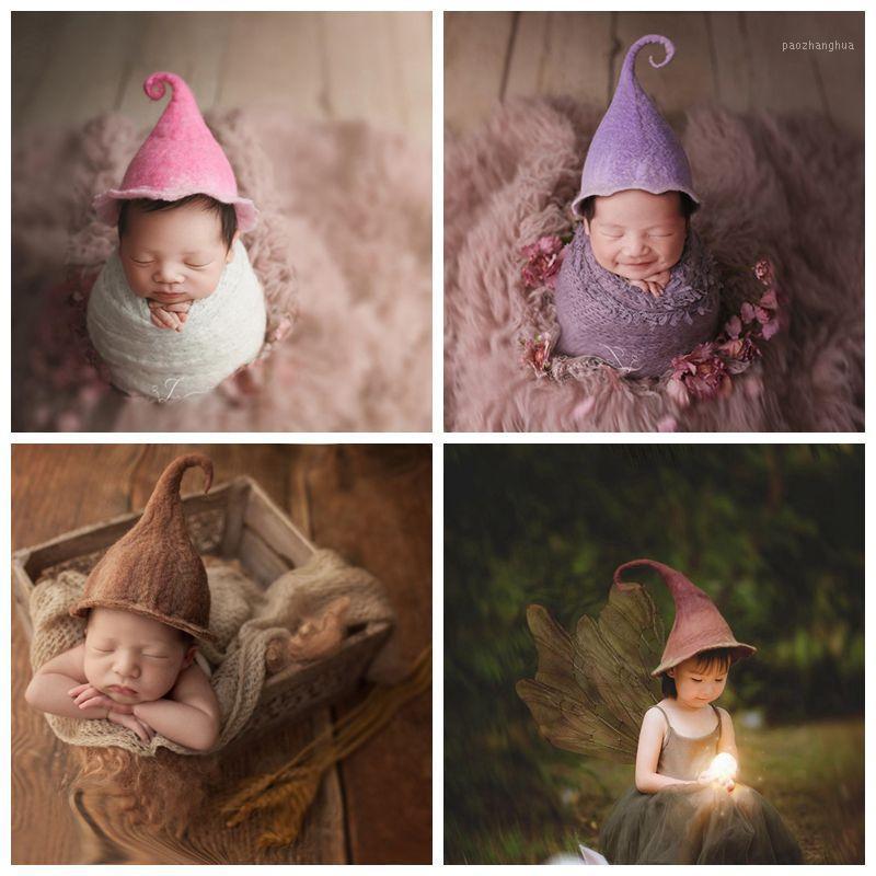

Newborn Photography Props Baby Hat Elfin Hat Nifty Lovely Infant Photo Hats Baby Shooting Accessories Hand-made Wool Felt Hats1