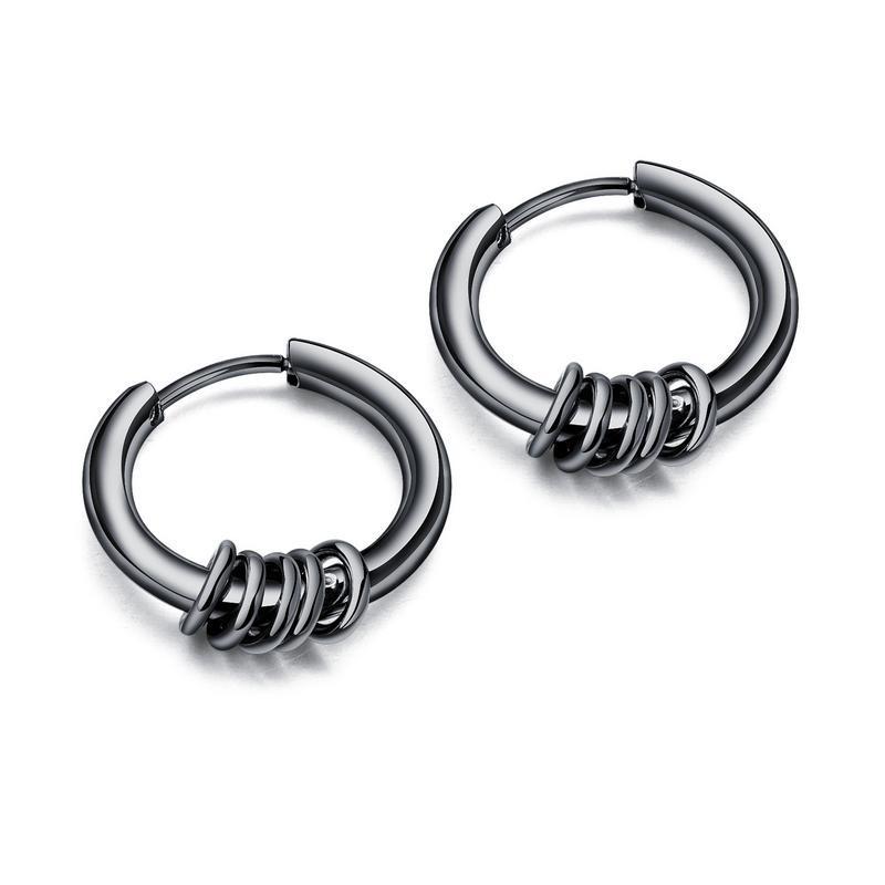 

Hoop & Huggie 2021 Trend Man Korean Street Hip-Hop Fashion Stainless Steel Black Ear Clip For Men Jewelry