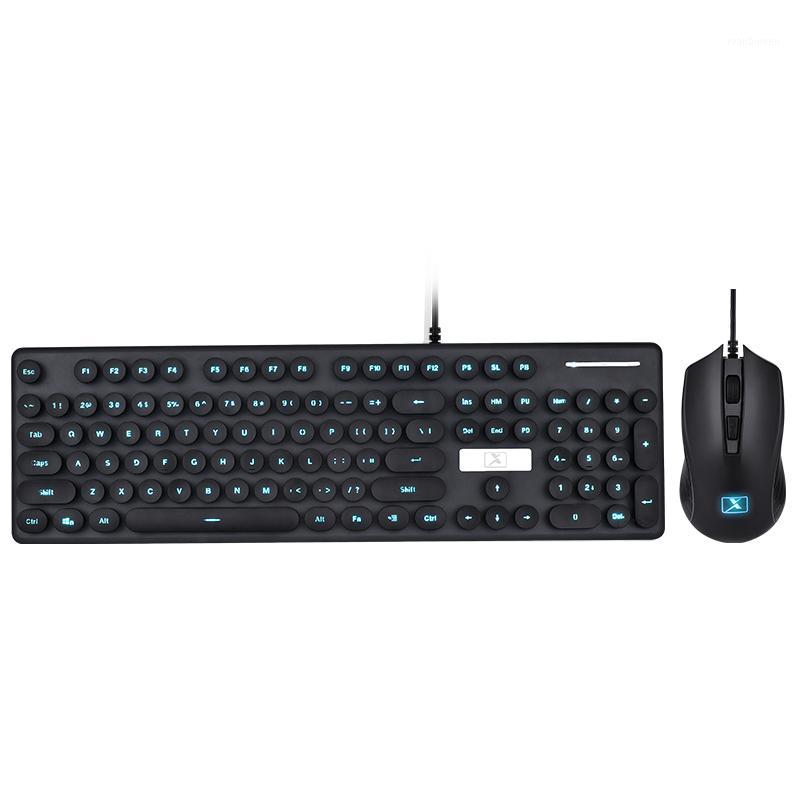 

Retro Wired Gaming Keyboard and Mouse Kit Round Keycap Steampunk Keyboard Multimedia Button 1600DPI Mouse for PC Laptop1