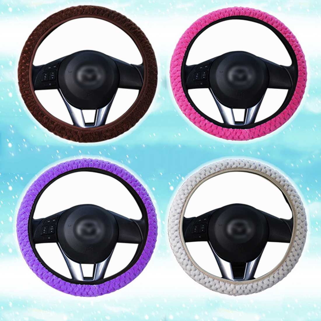 

Dewtreetali Pearl velvet Winter Car Steering Wheel Cover Universal Soft Warm Plush Covers for steering women car interior