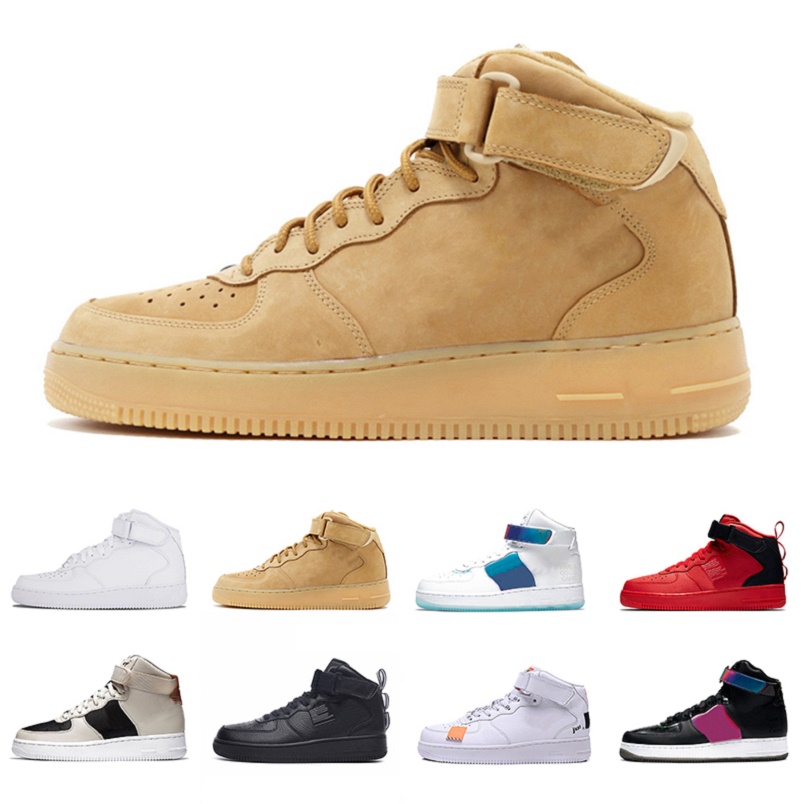 

Hot dunk utility OG high platform men women running shoes Wheat High have a good game triple black white mens trainers sports sneakers, Color#5