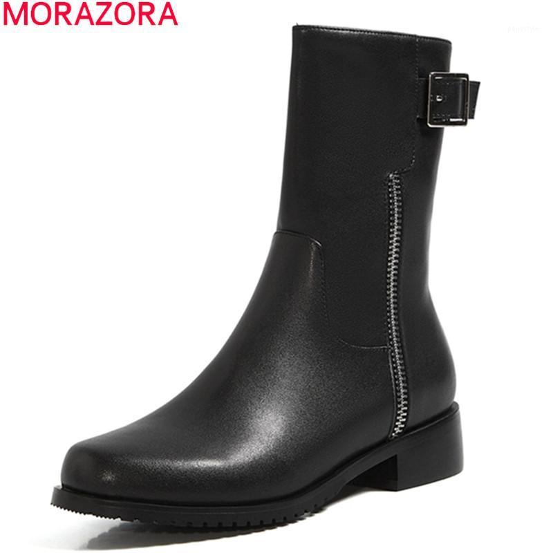 

MORAZORA 2020 High quality ankle boots genuine leather black color women boots low heel square toe autumn winter ladies shoes1