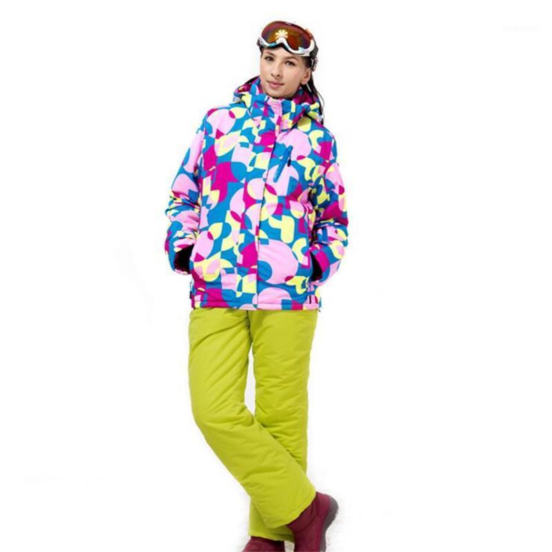 

Free Shipping, 2020 New, Outdoor Ski Wear, Women's Windproof, Waterproof, Warm Breathable Outdoor Clothing Ski Jackets + Pants1, Color4