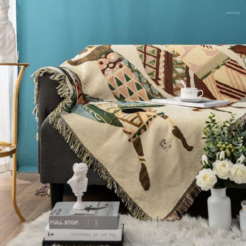 

Style Tapestry Thick Blanket Sofa Cover Home Decoration Jacquard Double-Sided Woven Blankets Carpet CHAUSUB1
