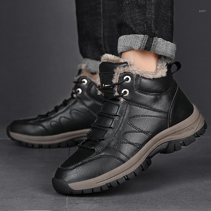

Men High Quality Leather Boots Shoes Winter Warm Thick Sole Male Boots Sneakers Top Man Outdoor Snow Ankel Mens Shoes Hot1, Men shoes