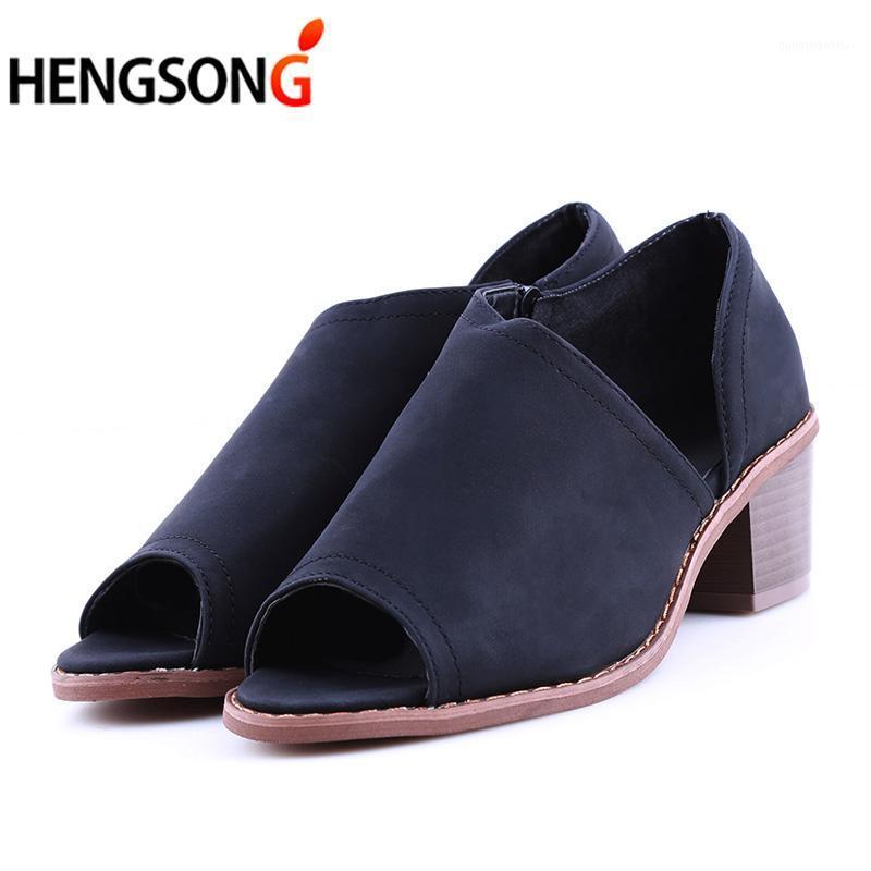 

HENGSONG Women Platform Pumps Open Toes Women Leather Sandals High Heels Mules Wedges Shoes For Woman Escarpins1, Khaki