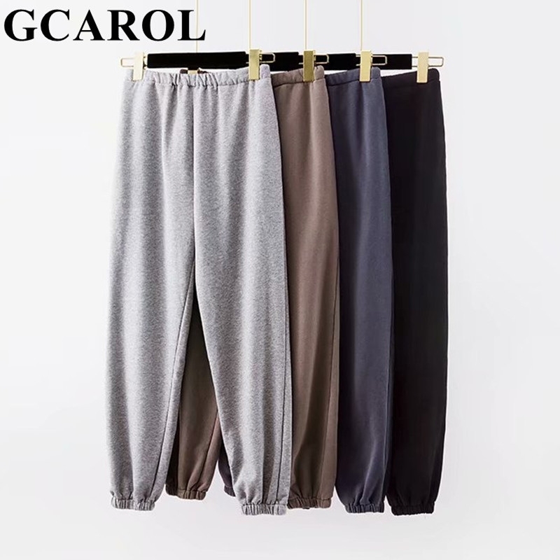

GCAROL New Womens Terry Cotton Blends Loose Harem Pants High Elastic Waisted Sweatpants Stretch Oversized Trendy Sports Pants 201102, Dark grey