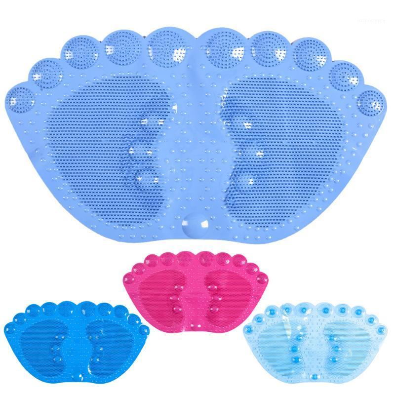 

2020 Bath Show Foot Bath Anti-Slip Mat Shower PVC Cartoon Toilet Mat Non Slip Foot Shape Shower Room Kitchen Floor1