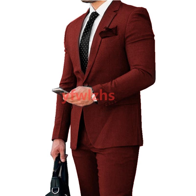 

Handsome One Button Groomsmen Notch Lapel Groom Tuxedos Wedding Dress Men Suits Blazer Prom Dinner (Jacket+Pants+Tie) K518, Same as image