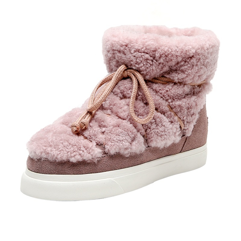 

2021 New Fashioned Hot Winter Snow More Size 34-42 Fashion Female Flat Pink Shoes Woman Real Skin Boots Ankle 2m5i